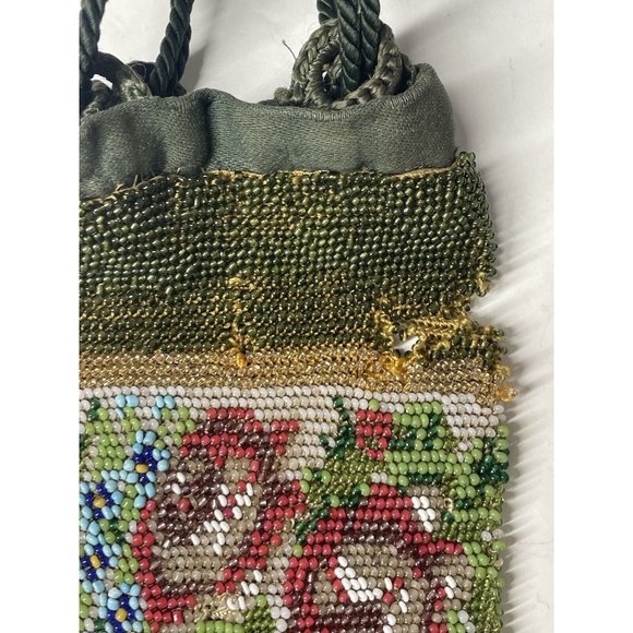 Antique Victorian Drawstring Beaded Purse 19th C. Art Nouveau Bag Glass - Picture 6 of 16